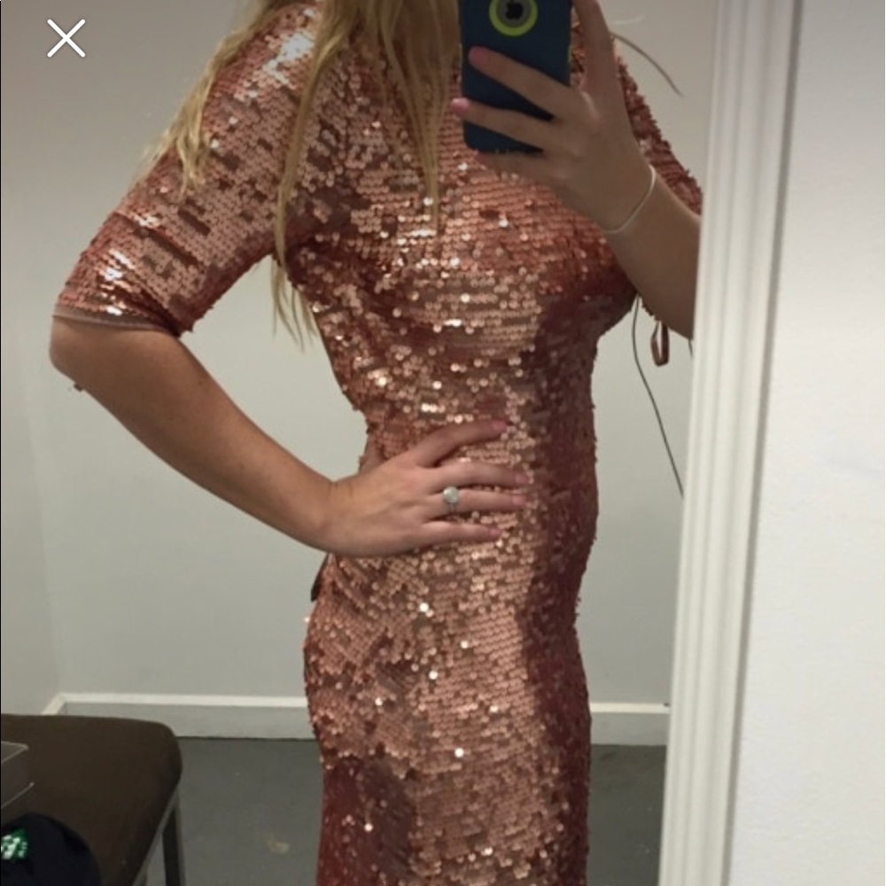 BCBG Rose Gold Sequin Gown - worn 1 time - Picture 2 of 4